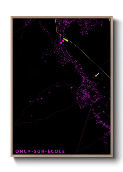 Une affiche de carte sur Oncy-sur-École