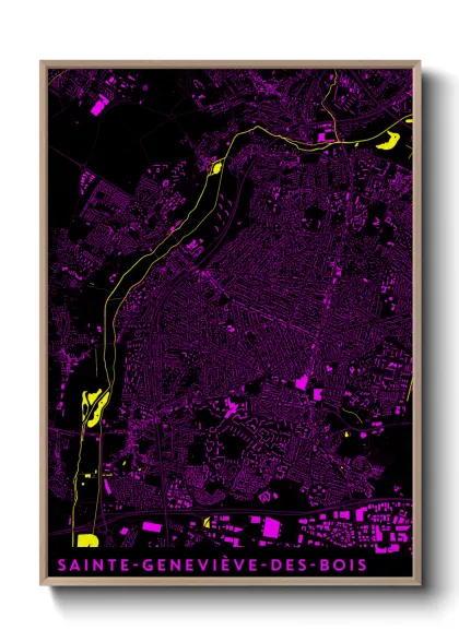 Une affiche de carte sur Sainte-Geneviève-des-Bois