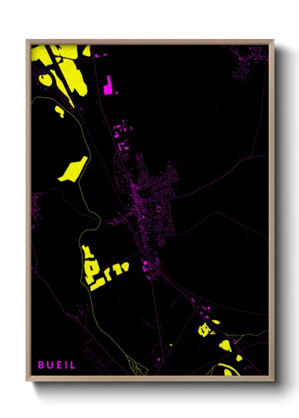 Une affiche de carte sur Bueil