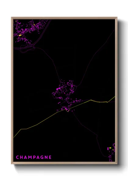 Une affiche de carte sur Champagne