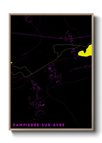 Une affiche de carte sur Dampierre-sur-Avre