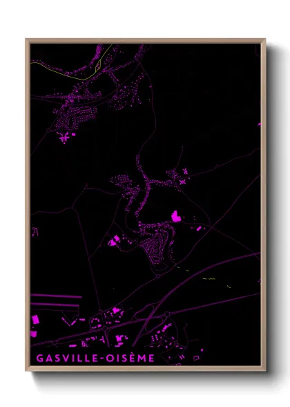 Une affiche de carte sur Gasville-Oisème