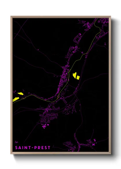 Une affiche de carte sur Saint-Prest