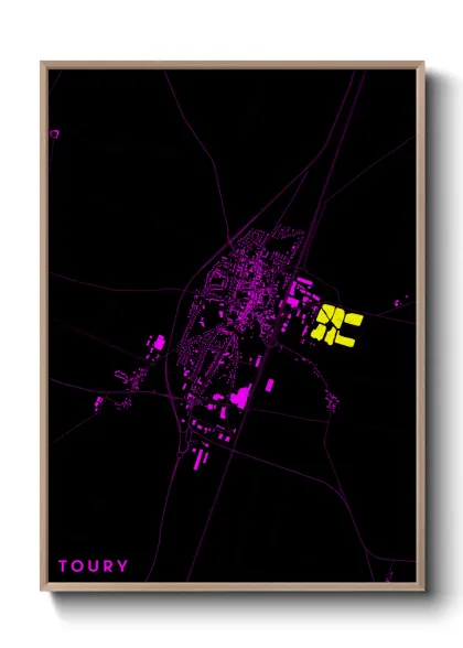 Une affiche de carte sur Toury