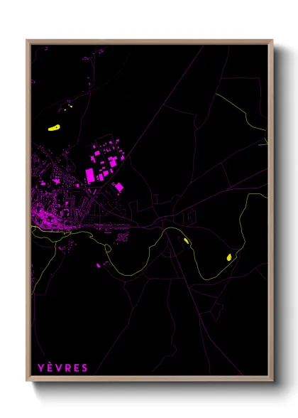 Une affiche de carte sur Yèvres