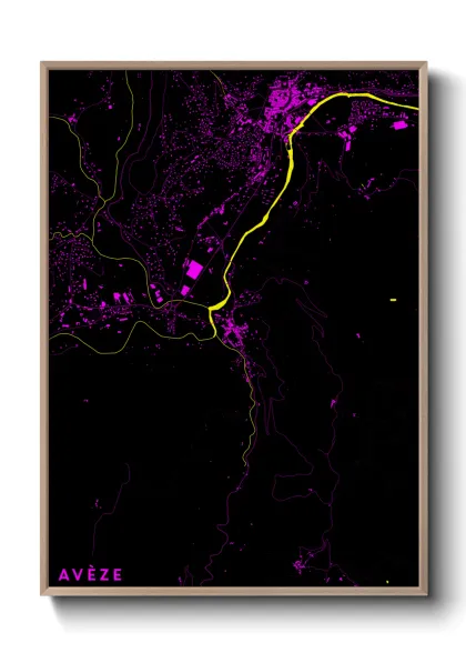 Une affiche de carte sur Avèze