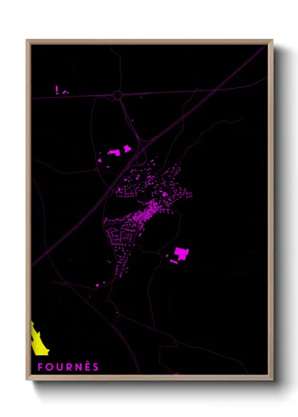 Une affiche de carte sur Fournès