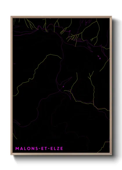 Une affiche de carte sur Malons-et-Elze