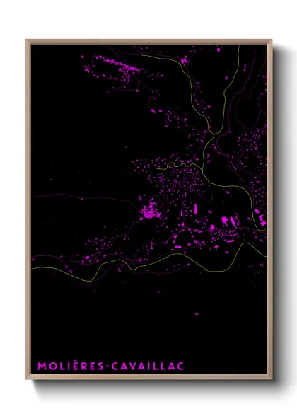 Une affiche de carte sur Molières-Cavaillac