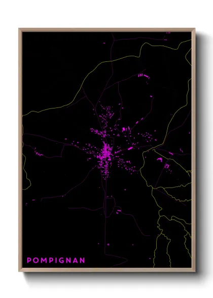 Une affiche de carte sur Pompignan