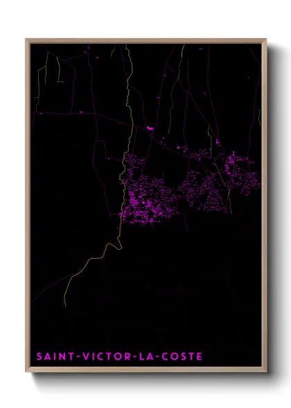 Une affiche de carte sur Saint-Victor-la-Coste