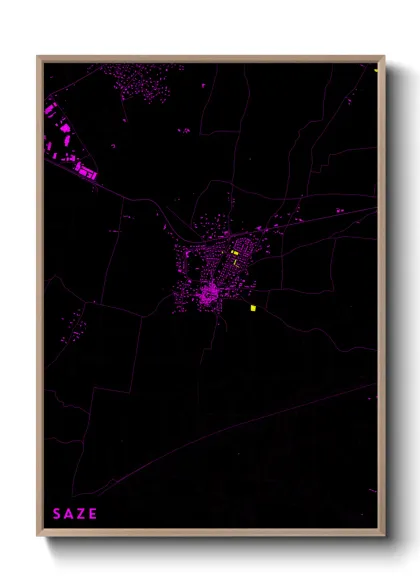 Une affiche de carte sur Saze