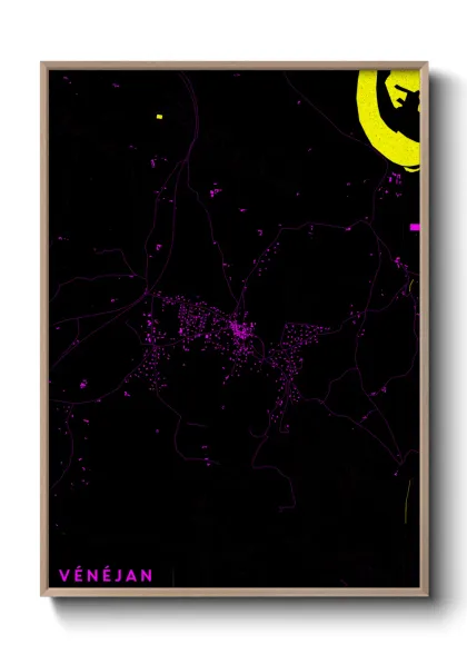 Une affiche de carte sur Vénéjan