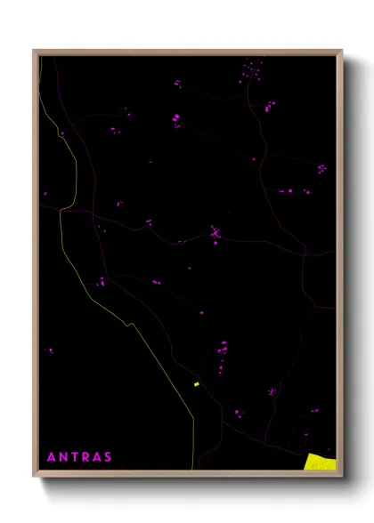 Une affiche de carte sur Antras