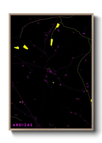 Une affiche de carte sur Ardizas
