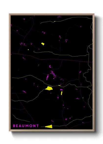 Une affiche de carte sur Beaumont