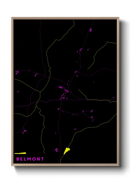 Une affiche de carte sur Belmont