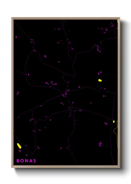 Une affiche de carte sur Bonas