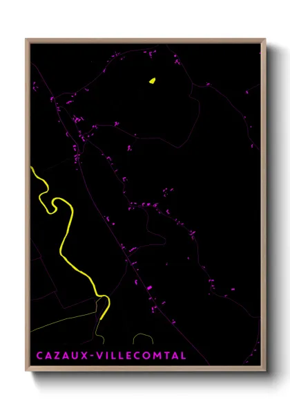 Une affiche de carte sur Cazaux-Villecomtal