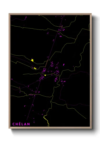 Une affiche de carte sur Chélan