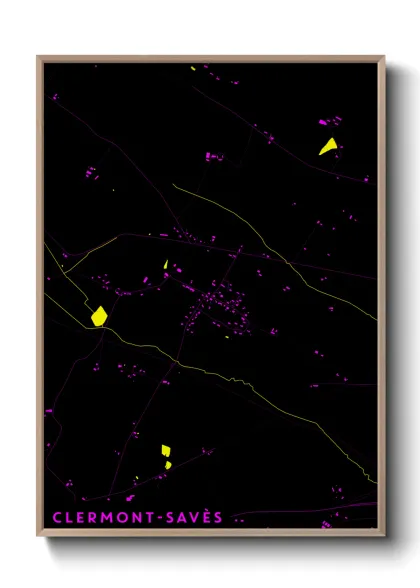 Une affiche de carte sur Clermont-Savès