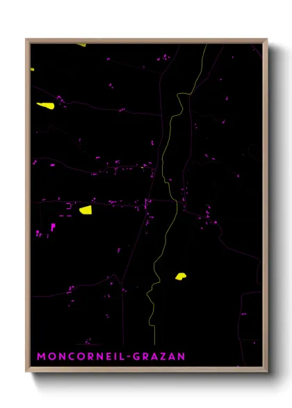 Une affiche de carte sur Moncorneil-Grazan