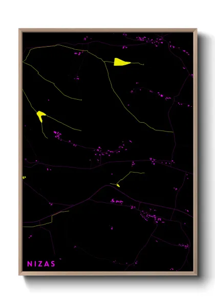 Une affiche de carte sur Nizas