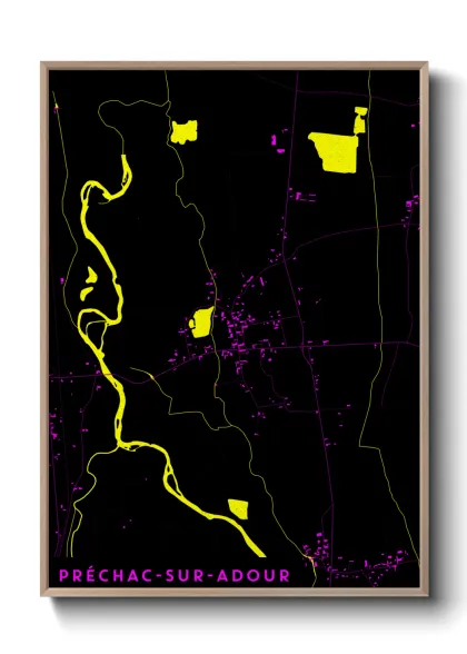 Une affiche de carte sur Préchac-sur-Adour