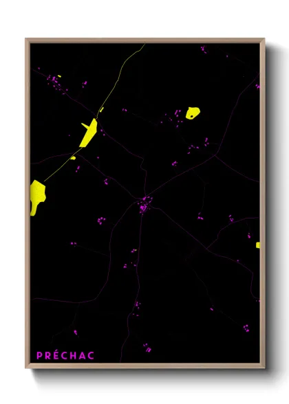 Une affiche de carte sur Préchac