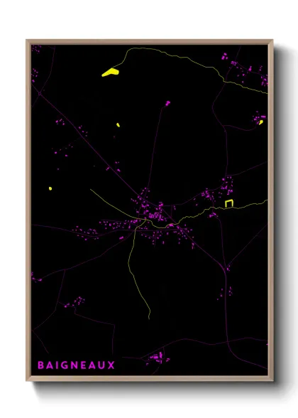 Une affiche de carte sur Baigneaux