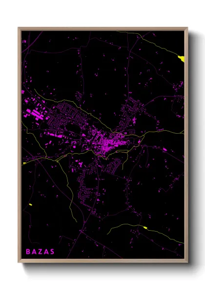 Une affiche de carte sur Bazas