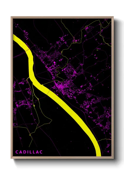 Une affiche de carte sur Cadillac