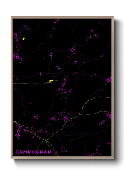 Une affiche de carte sur Campugnan