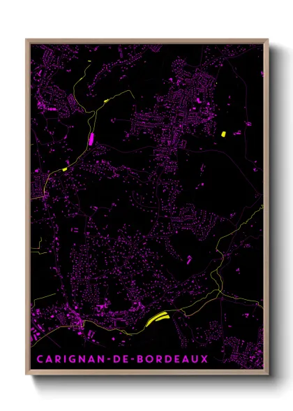 Une affiche de carte sur Carignan-de-Bordeaux