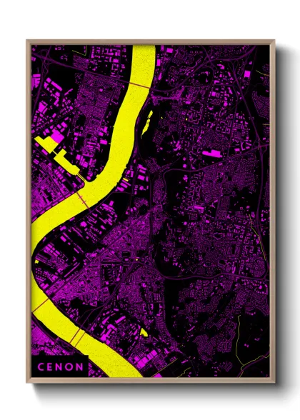 Une affiche de carte sur Cenon