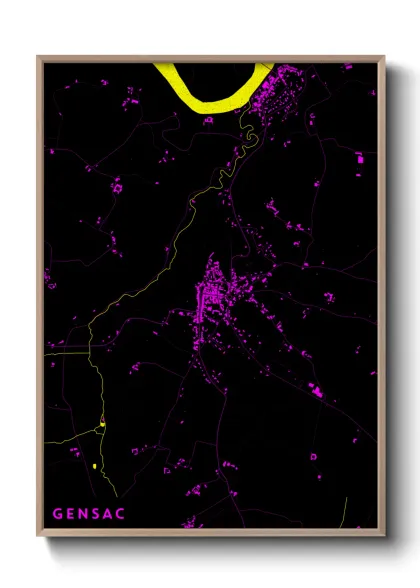 Une affiche de carte sur Gensac