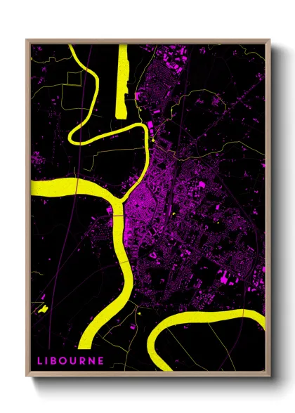 Une affiche de carte sur Libourne