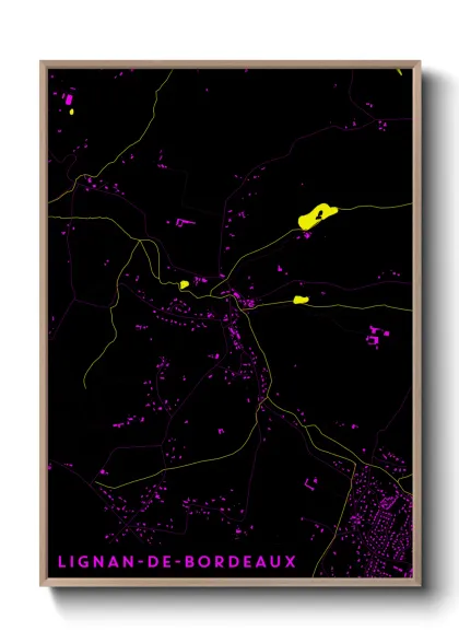 Une affiche de carte sur Lignan-de-Bordeaux