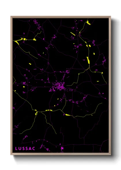 Une affiche de carte sur Lussac
