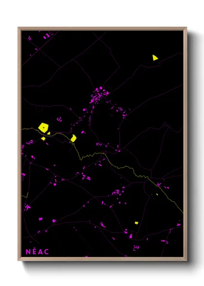 Une affiche de carte sur Néac