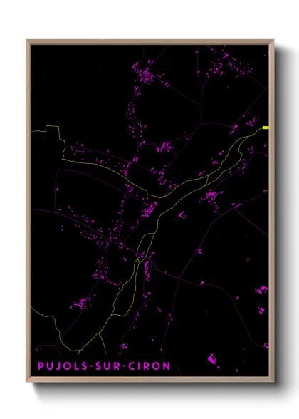 Une affiche de carte sur Pujols-sur-Ciron