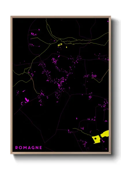 Une affiche de carte sur Romagne