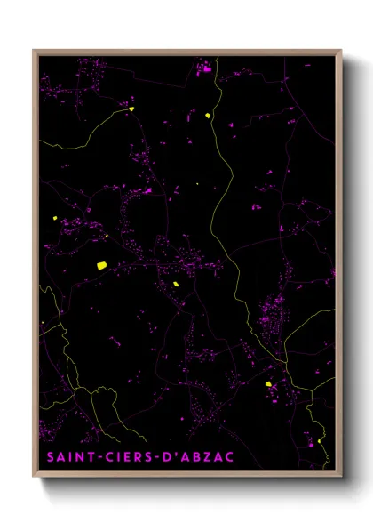 Une affiche de carte sur Saint-Ciers-d'Abzac
