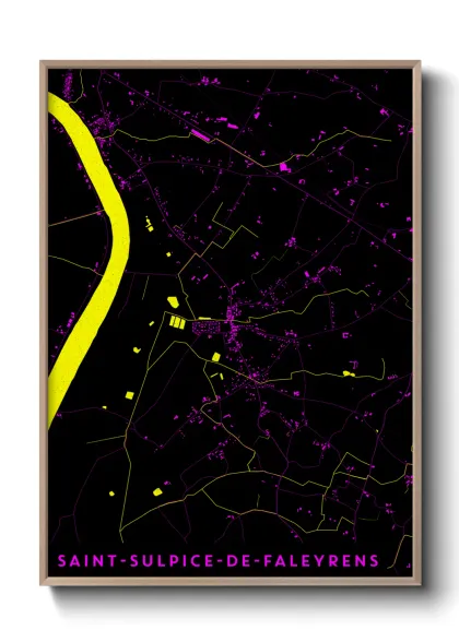 Une affiche de carte sur Saint-Sulpice-de-Faleyrens