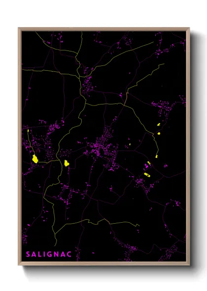 Une affiche de carte sur Salignac