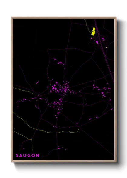 Une affiche de carte sur Saugon