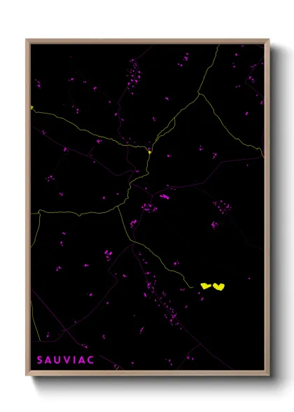 Une affiche de carte sur Sauviac