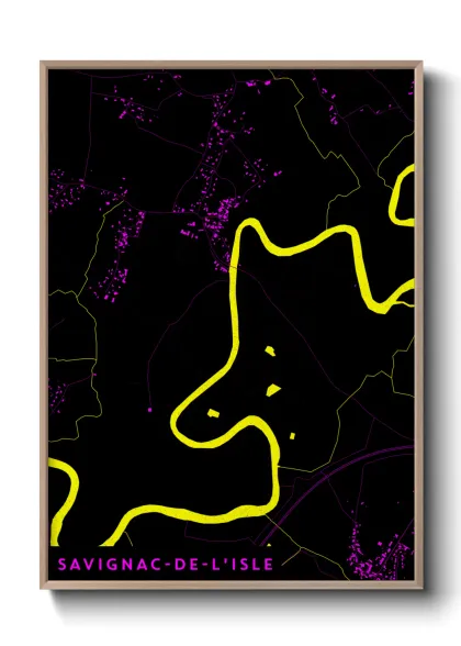 Une affiche de carte sur Savignac-de-l'Isle