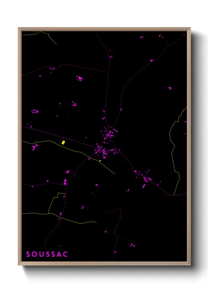 Une affiche de carte sur Soussac