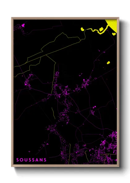 Une affiche de carte sur Soussans